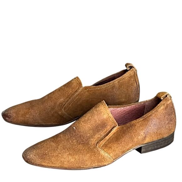 Seychelles Skein Loafer Shoes Women 9 Cognac Brown Nubuck Leather Modern Classic - Picture 2 of 14